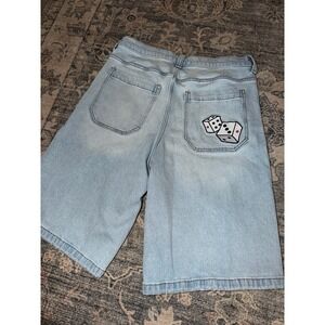 Hollister Super Baggy Denim Jean Shorts Jorts Light Wash Dice